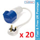 Main Hook Up UK Conversion Lead Plug Adaptor Camping Caravan Site Electric x 20