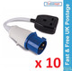 Main Hook Up UK Conversion Lead Socket Adaptor Camping Caravan Site Electric x10