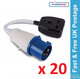 Main Hook Up UK Conversion Lead Socket Adaptor Camping Caravan Site Electric x20