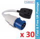 Main Hook Up UK Conversion Lead Socket Adaptor Camping Caravan Site Electric x30