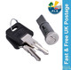 WD Replacement Door Lock Barrel Long Tag c/w 2 Keys Caravan Motorhome - WD047