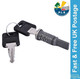 WD Replacement Door Lock Barrel Long Tag c/w 2 Keys Caravan Motorhome - WD047