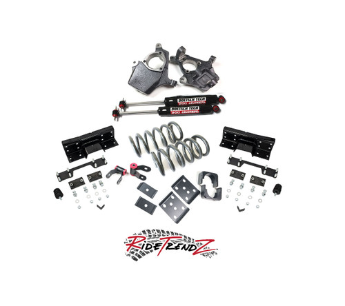 RTZ - Compatible with Chevrolet GMC Silverado Sierra 07-13 1500 Pickup Lowering Kit 4" Drop Coil Springs & Drop Spindles + 6" Rear Flipkit Kit + Rear DT Premium Nitrogen Gas Shocks 2WD/4WD V8