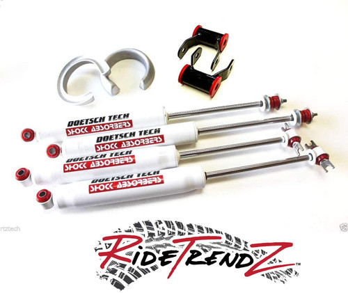 RTZ Chevrolet Chevy GMC Silverado Sierra 99-06 C1500 Pickup Truck Lift Kit 2.5" Aluminum Coil Spring Spacers + 1.75" Solid Shackles Kit + Set of DoestchTech Premium Nitro Shocks 2wd
