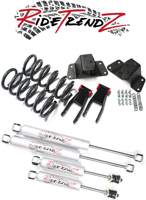 RTZ Ford F150 Pickup Lowering Kit 2" Front Drop Coil Springs + 3" Rear Hanger & Shackle Kit + RTZ Primo Nitrogen Gas Shocks V8 Motor 2WD 35-1012