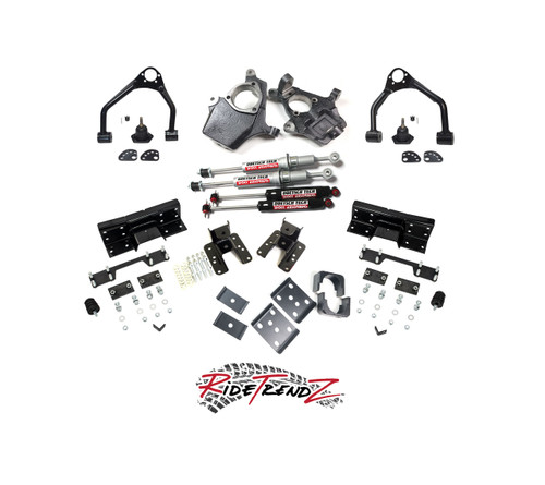 Silverado 1500 Pickup Lowerisng Kit Front 5" Drop Spindles & Strut Combo + Adjustable 7" Rear Flipkit Kit + Doestch Tech Premium Nitrogen Gas Shocks 2WD V8 Motor