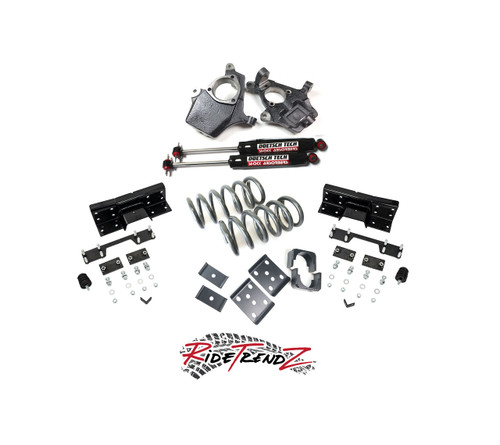 RTZ - Compatible with Chevrolet GMC Silverado Sierra 16-18 1500 Pickup Lowering Kit 5" Drop Coil Springs & Drop Spindles + 7" Rear Flipkit Kit + Rear DT Premium Nitrogen Gas Shocks 2WD/4WD V6
