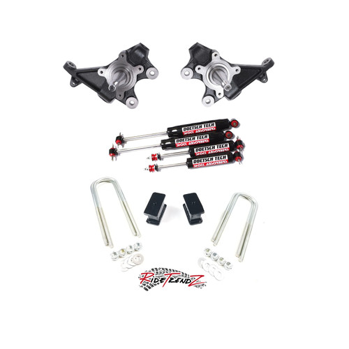 RTZ - Compatible with Toyota Mini Truck Pickup 84-95 Lowering Kit 2" Lowering Spindles + Rear 3" Steel Lift Block Kit + Set of Nitro-Slammer Shocks(Fits Torsion Suspension) 2wd