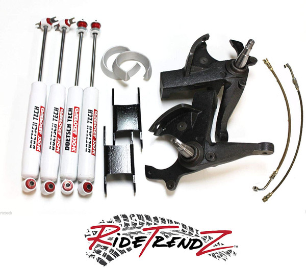 RTZ Chevrolet S10 Blazer 82-97 Complete Lift Kit Front 6" Iron Spindles & Aluminum Coil Spring Spacers + Rear Adjustable 3-4" Shackles + Set of Doetsch Tech DT9000's Nitro Shocks 2wd