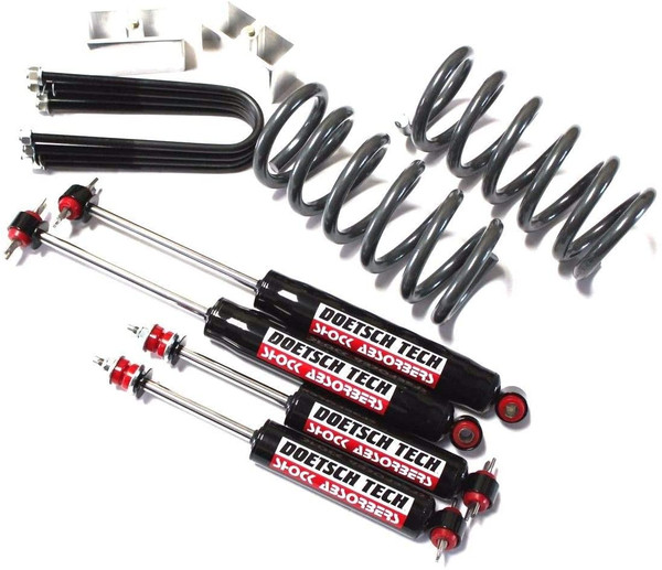 RTZ Dodge Dakota Pickup Truck Complete Lowering Kit 2" Drop Coil Springs + Rear 3" Steel Block Kit + Premium Doestch Tech DT9000 Nitro-Shocks V8 Motor 2WD