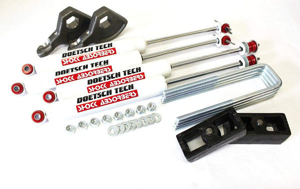 RTZ Dodge Dakota Pickup Full Lift kit Front Adjustable 1-3" Forged Torsion Keys + Rear 3" Lift Block Kit + Set of Doestch Tech Premium Nitrogen Gas Charged Shocks Leveling 4wd V6