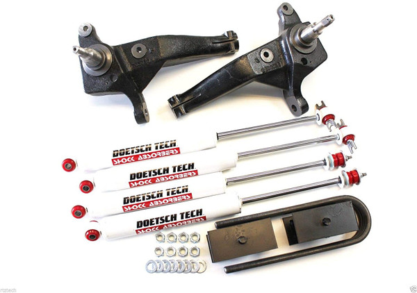 RTZ Ford Ranger Pickup 98-00 Full Lift Kit 4" Front Lift Iron Spindles + Rear 4" Steel Lift Block Kit + Set of Premium Doestch Tech DT9000 Nitro-Shocks 2wd