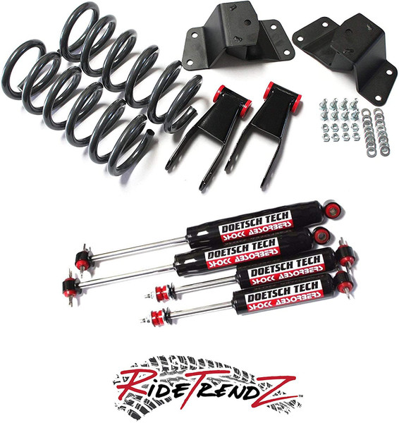 RTZ Ford F150 Pickup Truck 97-03 Complete Lowering Kit 2" Front Lowering Drop Coil Springs + 4" Rear Hanger & Shackle Kit + Set of Premium DoestchTech Nitro Charged Shocks V8 2WD