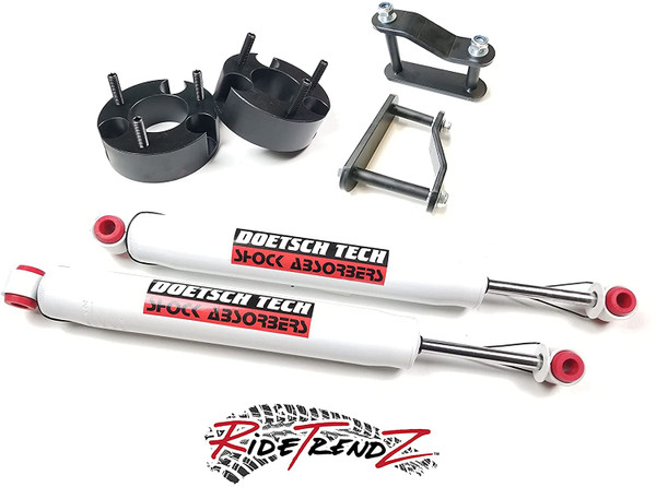 RTZ Nissan Frontier Pickup Complete Lift Kit 3" Front Polyurethane Lift Strut Spacers + Rear 2" Lift Shackles + Pair of Rear Doestch Tech Premium Nitrogen Gas Shock 4wd Black