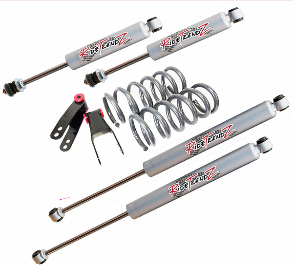 RTZ Ford F150 Pickup Lowering Kit 3" Front Drop Coil Springs + Adjustable 2" Rear Drop Shackle Kit + Primo Nitrogen Gas Shocks V6 Motor 2WD