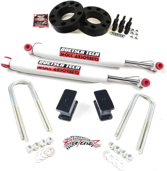 RTZ - Fits Chevrolet GMC Sierra Silverado 1500 Full Lift Kit 3" Front Strut Spacers + 1.5" Rear Lift 2.5" Lift Blocks + RTZ Primo Nitrogen Gas Shocks 2WD