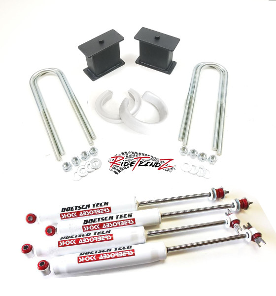 RTZ - Compatible with Dodge RAM 1500 Van 94-01 Full Lift kit Front 3" Lift Coil Spring Spacers + Rear Steel Tapered 2" Lift Block Kit + Set of Doestch Tech DT9000 Nitro Shocks Leveling 2wd