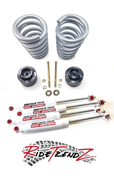 RTZ - Compatible with Chevrolet Chevy GMC C10 63-72 Pickup Truck Solid Series Full Lift Kit 3" Lift Coil Springs + Rear Annodized Aluminum 2" Spacers + Set of DoestchTech Nitro Gas Charged Shocks 2wd