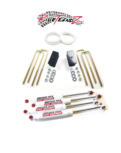 RTZ - Compatible with Chevrolet GMC Express & Savana Van 96-25 Full Lift kit Front 2.5" Lift Coil Spring Spacers + Rear Steel Tapered 2" Lift Block Kit + Set of Doestch Tech DT9000 Nitro Shocks Leveling 2wd