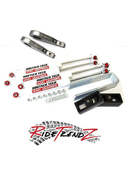 RTZ - Compatible with Chevrolet GMC Express & Savana Van 96-25 Full Lift kit Front 3" Lift Coil Spring Spacers + Rear Steel Tapered 3" Lift Block Kit + Set of Doestch Tech DT9000 Nitro Shocks Leveling 4wd