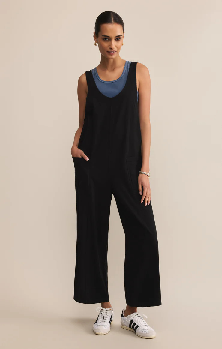 【セール中】Frontzip Cotton Salopette ブラック Z Supply Black Brasilia Jumpsuit - The Funk Trunk Clothing Company