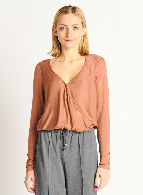 Dex Rusty Brown Wrap Front Top