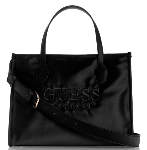 Guess Black Silvana Satin Compartment Tote