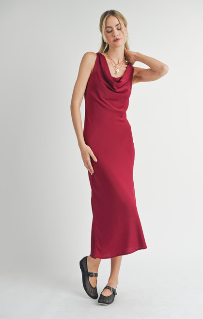 Sadie & Sage red Sweet Treat Cowl Midi Dress