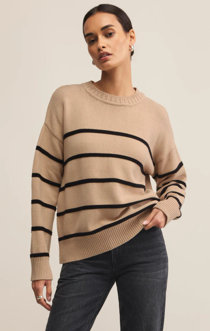 Z Supply Biscuit Boyfriend Striped Sweater