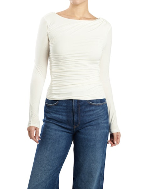 Guess Dove White Shirring Maisie Top