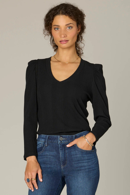 Wit & Wisdom Black L/S Shirtail Knit Top