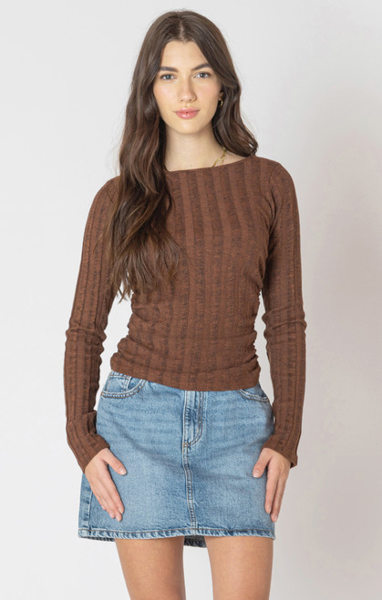 Dex Brown Melange Wide Ribbed Top