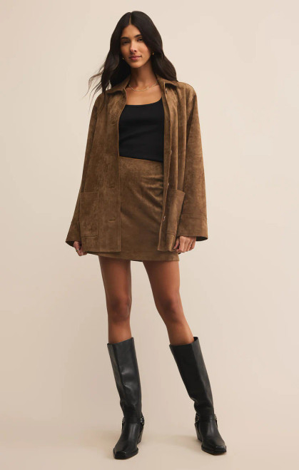 Z Supply Coconut Ciera Suede Mini Skirt