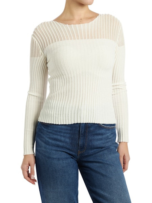 Guess Dove White Rowena Rib Chenille Sweater
