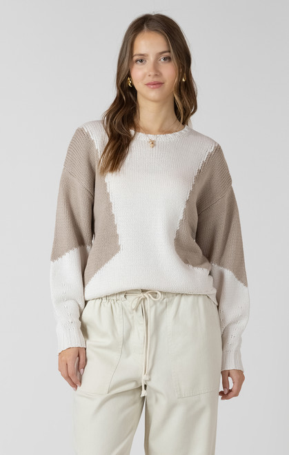 Dex Natural Fawn Colorblock Sweater
