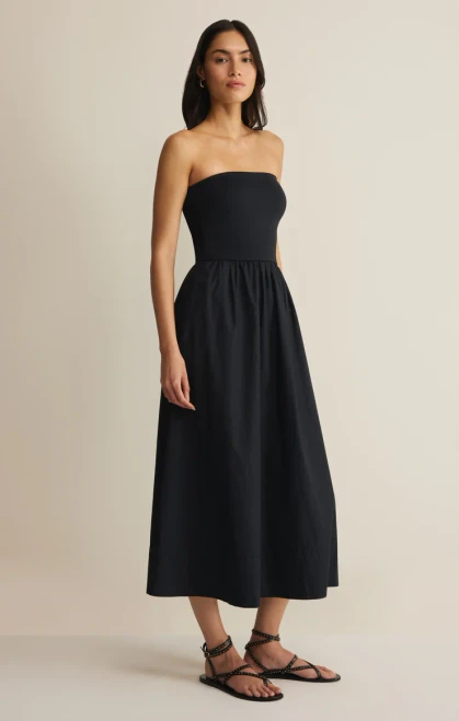 Z Supply Black Sunsought Strapless Midi Dress