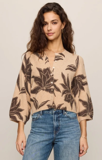 Z Supply Soft Ecru Dream Slv Floral Cardigan