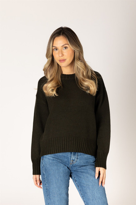 Lyla & Luxe Olive Becca Crew Sweater