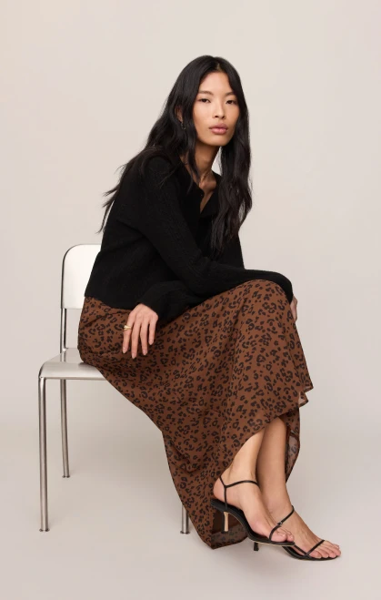 Z Supply Burnt Umber Europa Leopard Skirt