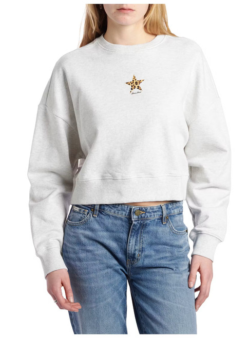 Guess Lt Grey Crop Sweatshirt w/Leopard Star