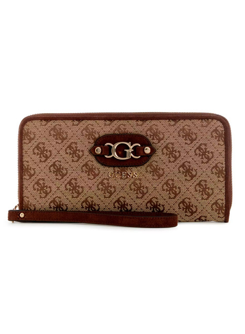 Guess Latte Logo/Brown Samantha Large Zip Around