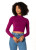 C'est Moi Magenta L/S Crop Mock Neck Top O/S