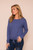 Suzy D Blue Janae Drawstring Hem Top