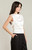 Black Tape White Draped Satin Top