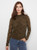 Charlie B Dark Olive Lace Mock Neck Top