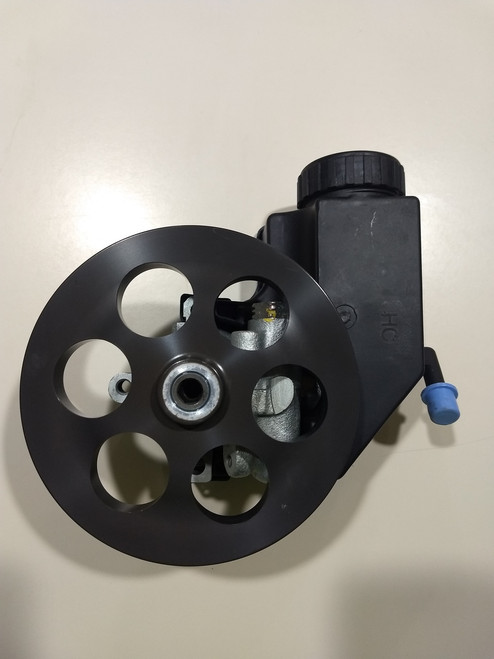 Pump with v-groove pulley and reservoir
