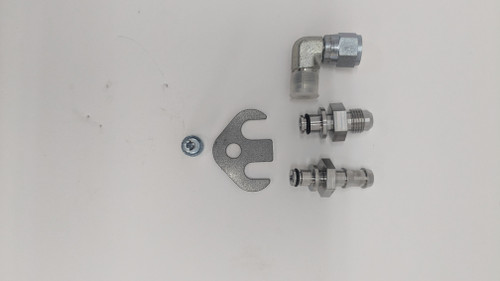 Ford 03-11 Steering Rack Fittings- stainless AN pressure and 3/8" hose barb return