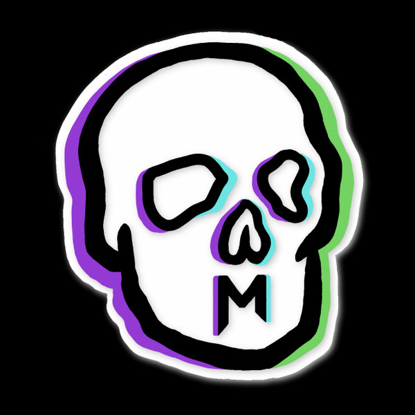 Mutiny skull available in 2 inch die cut.