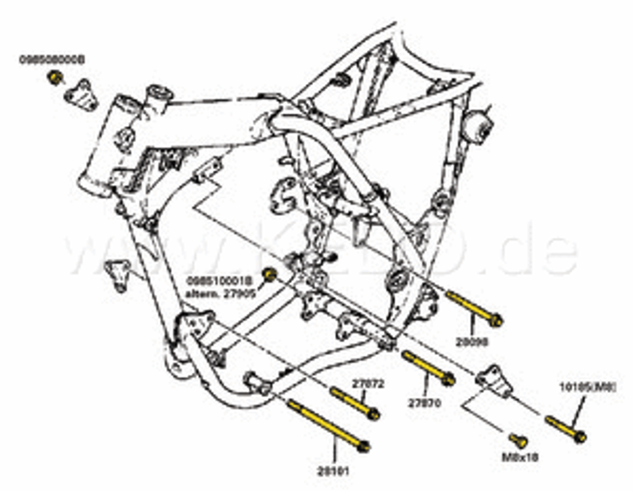 Bolt Engine Mounting 185mm M10x1.25 (Frame Bottom, Front) OEM # 90105-10063-00