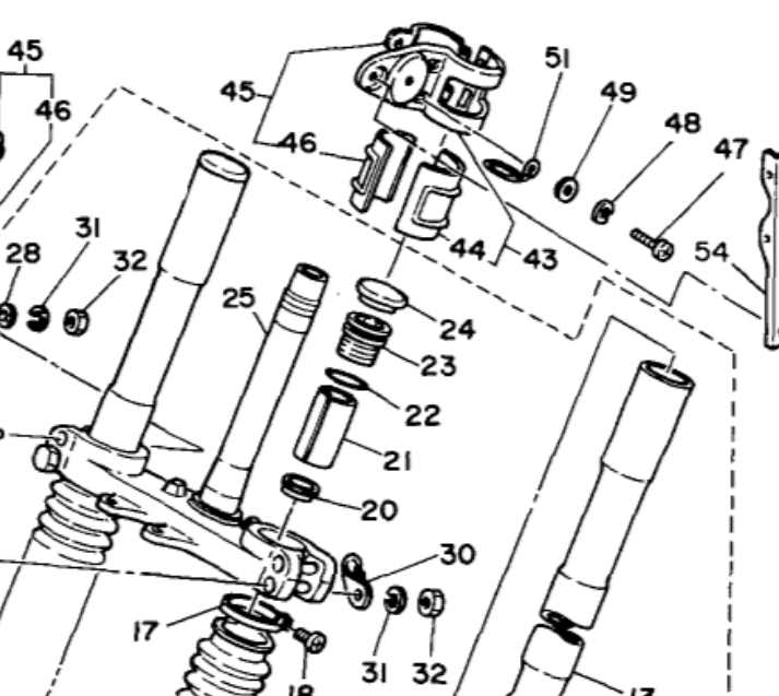 YAMAHA DT175 DT250, RD400F, TT500, XT200, XT500 Fork Top Nut (Steel) OEM 1U6-23111-M1